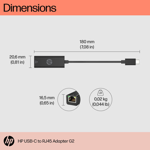 HP USB-C - RJ45 Adaptör G2 interface cards/adapter RJ-45 HP USB-C - RJ45 Adaptör G2 interface cards/adapter RJ-45